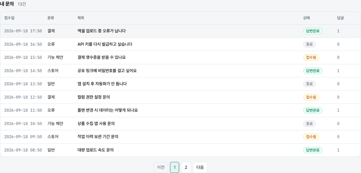 내 문의 내역